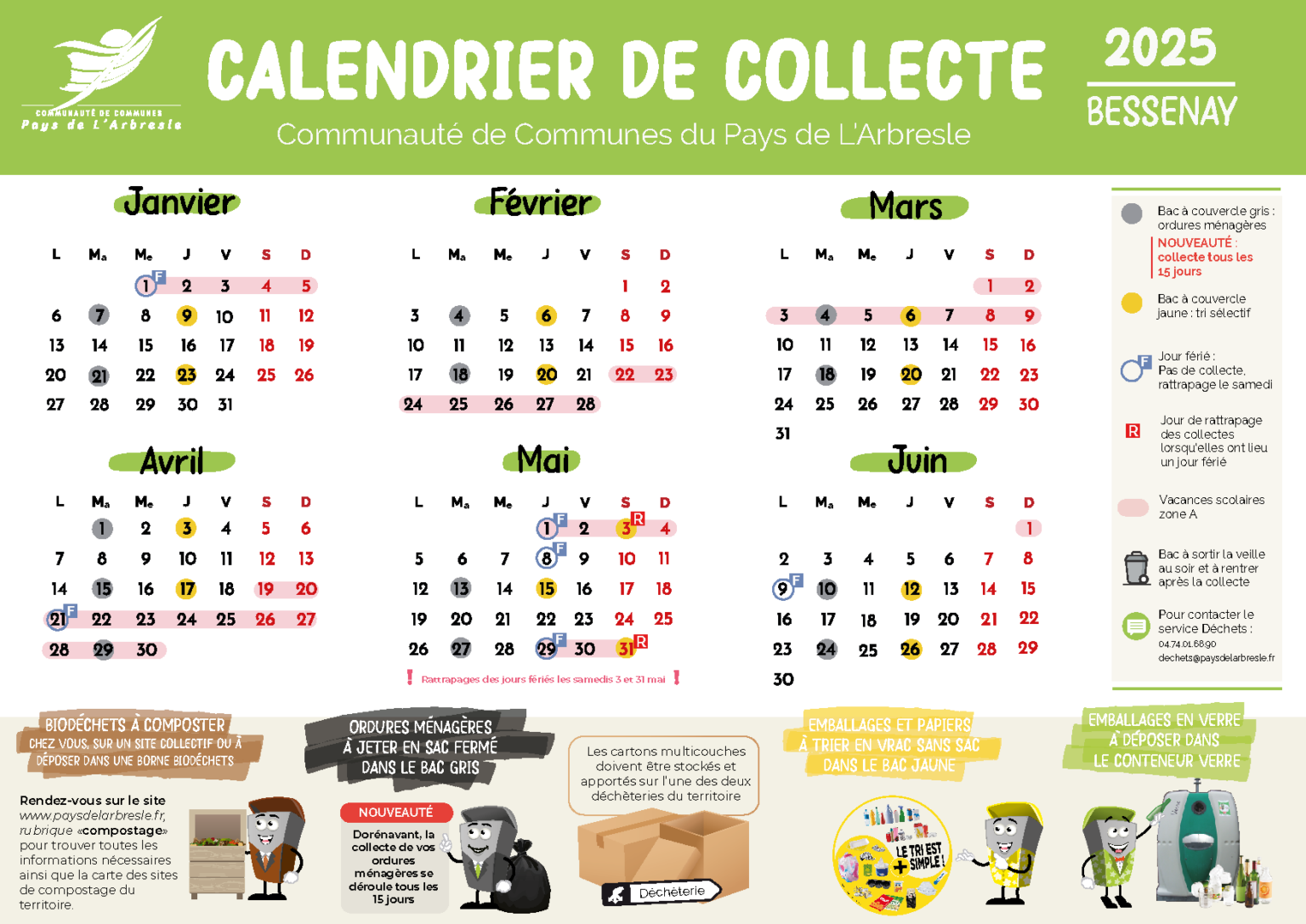 LES CALENDRIERS DE COLLECTE 2025 SONT DISPONIBLES ! Pays de L’Arbresle